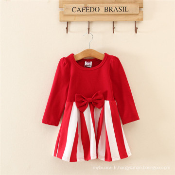 manches longues fille rouge vêtements décontractés vieux design enfants adultes arc rayures couture robes pour enfants